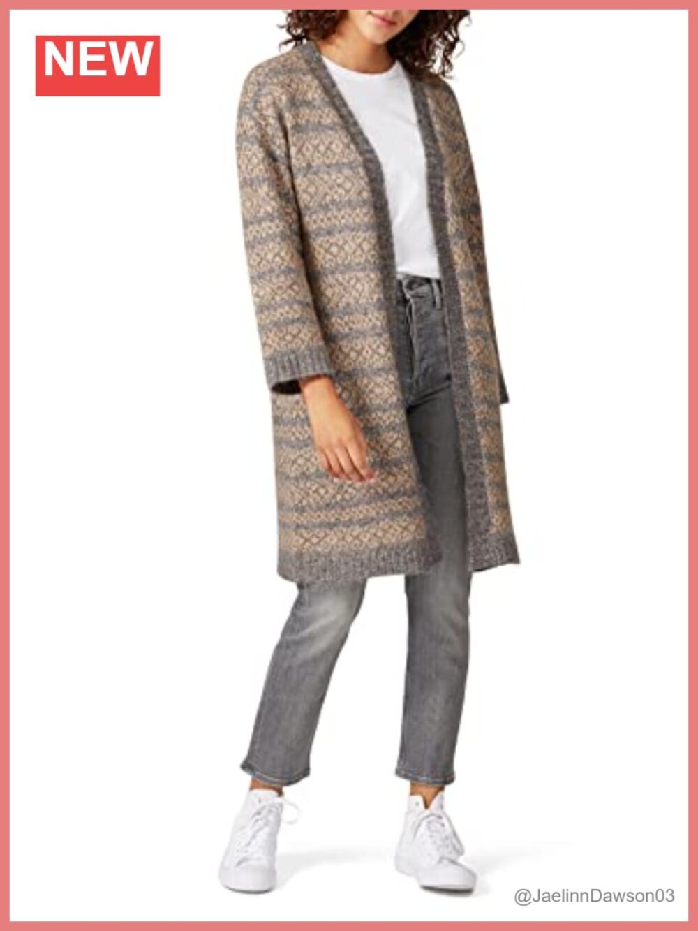 Pre-Loved Fair Isle Open Front Cardigan Loose Fit Cozy